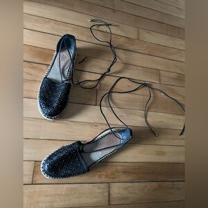 Anthropologie Jasper & Jeera‎ Black Rosecut Espadrilles